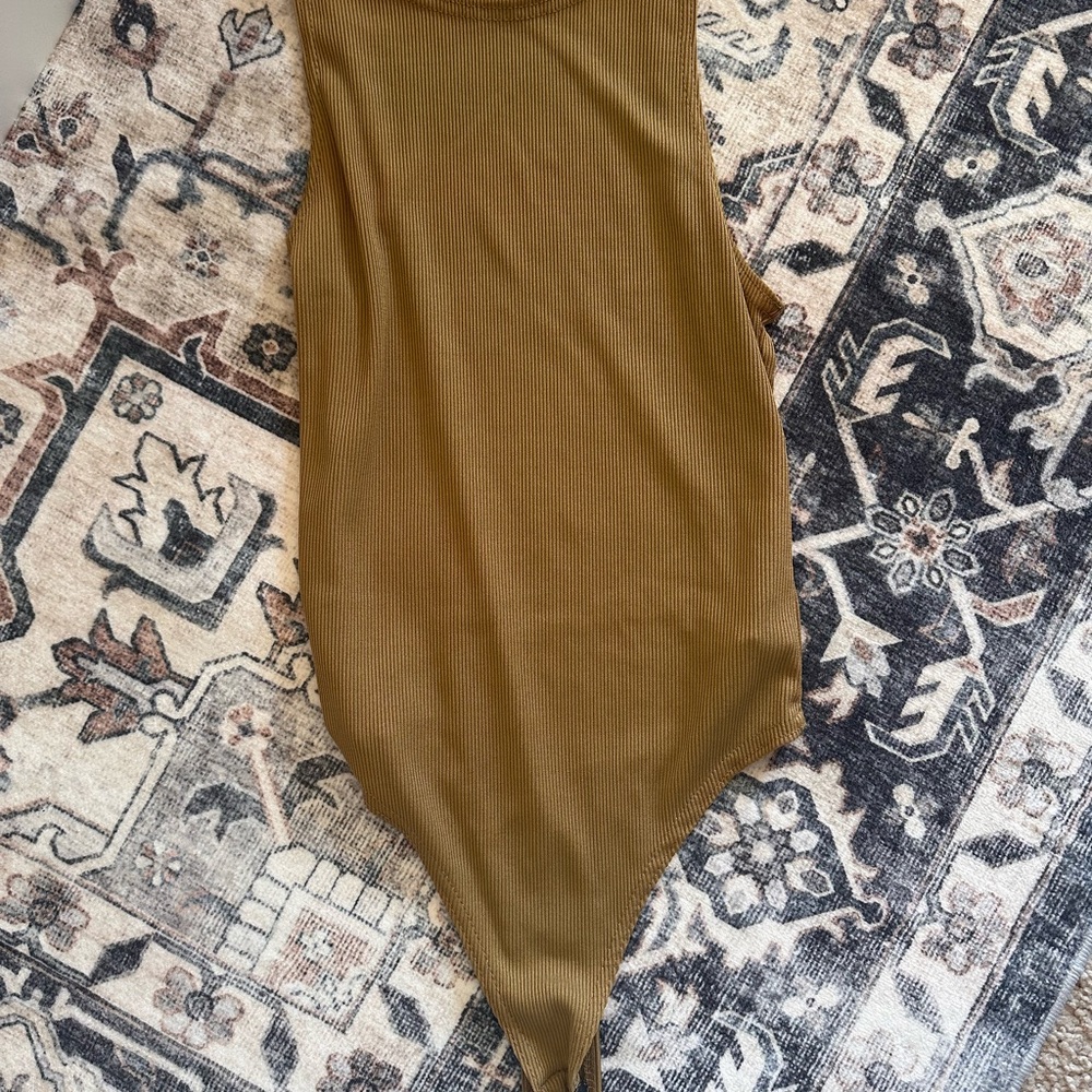 Boohoo Camel Ribbed Top
